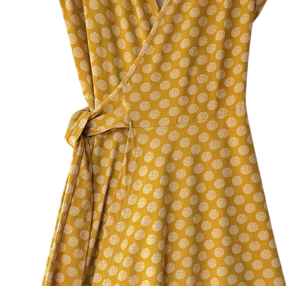 EFFIE’S HEART | NWOT POLKA DOT WRAP DRESS COTTON STRETCH SLEEVELESS YELLOW | XS - Picture 5 of 10